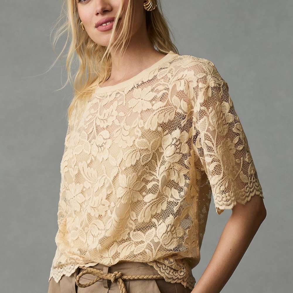 Anthropologie Dolan Lace Boxy Tee